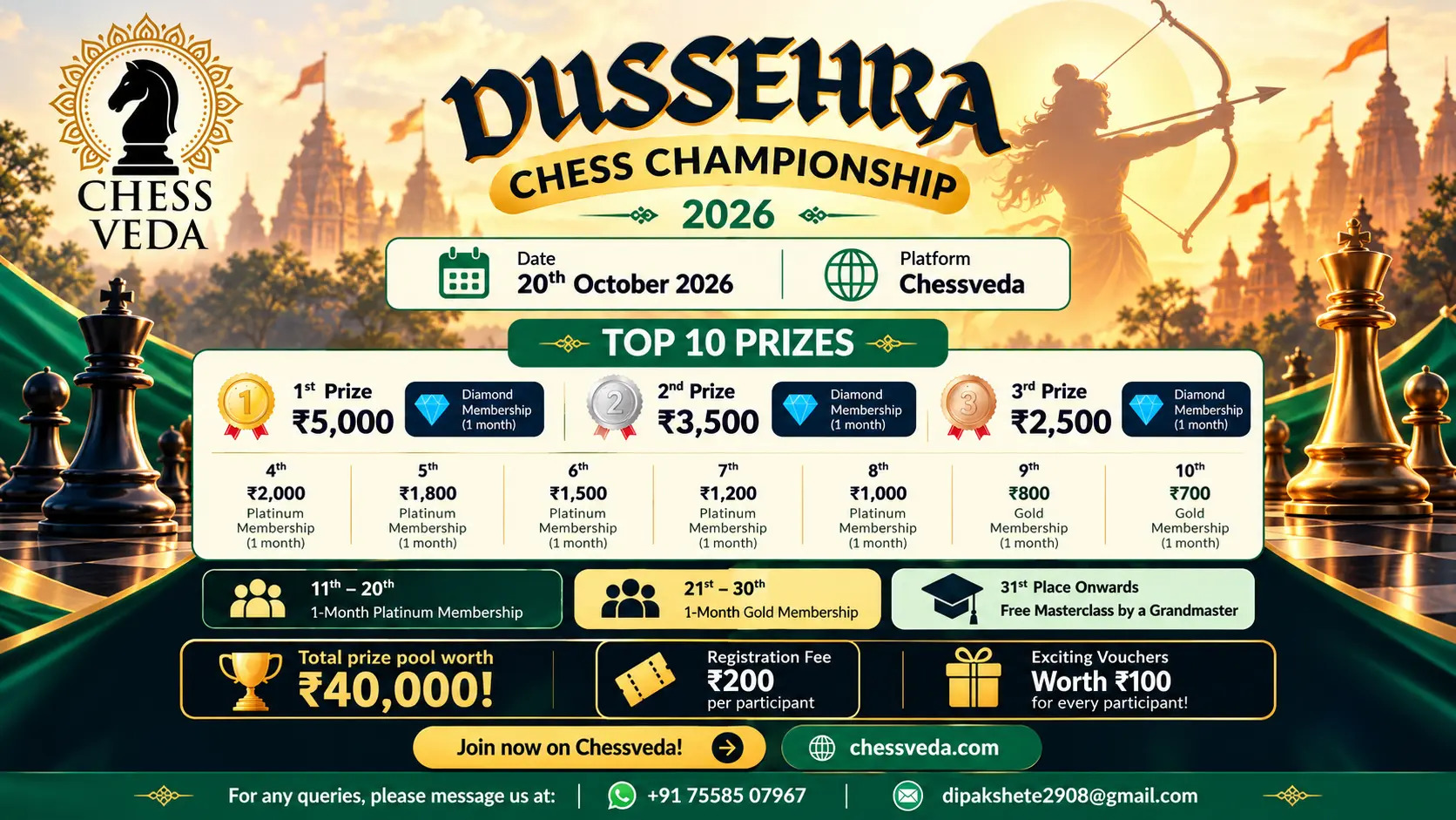 Navratri Utsav Chess Tournament registration poster